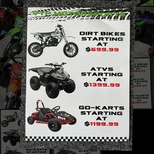 We guarantee The Best price on everything Fun Here at VTP Motorsports!  Our specialty is affordable family fun !