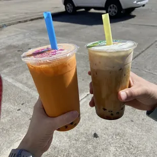 Thai tea and brown sugar milk tea