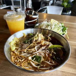 Bun Bo Hue and Orange Juice