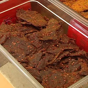 a tray of beef chips