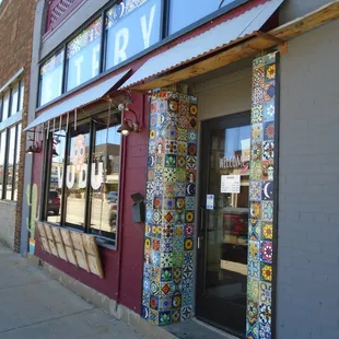 Outside of the restaurant, view looking south down Main Street.