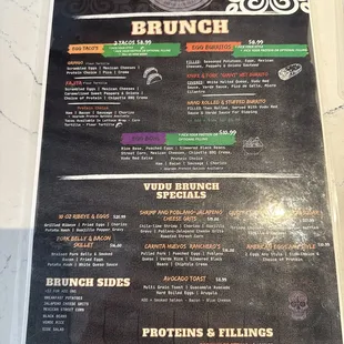 Brunch menu