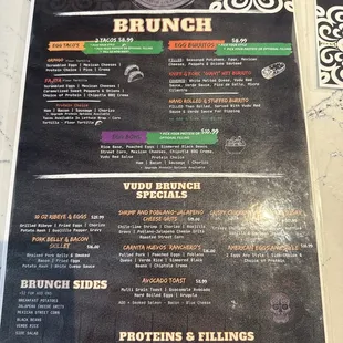 Brunch menu