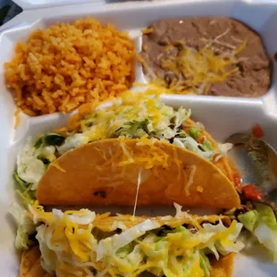 Crispy taco special.  Fresh shells overflowing with fillings.