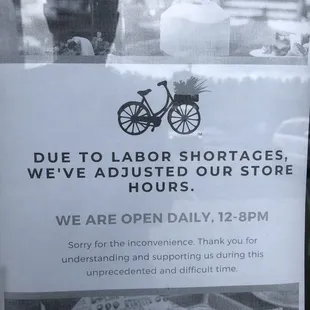 They instantly changed their hours, after already fulfilling a food order for a couple who had arrived before the change. Weird.