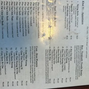the menu