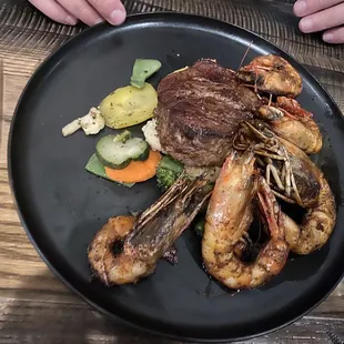 Filet &amp; shrimp (they were out of the crab)