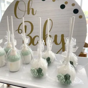 succulent and baby bottle cake pops