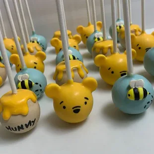Winnie the Pooh themed cake pops!