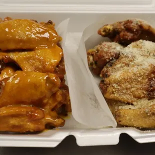 Half Golden BBQ + Half Garlic Parmesan wings