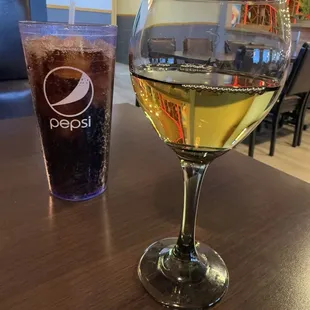 Japanese Plum Wine for me and a Diet Pepsi for my boy.