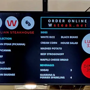 Menu as of 4/27/22