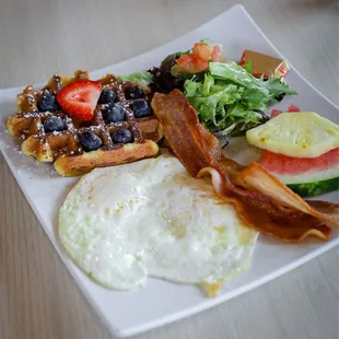 Waffle Combo  The perfect balance between sweet and savory.   Instagram: @100kgallery