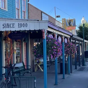 a bicycle parked in front of a building