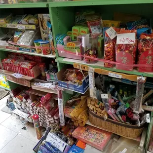 Lucky candy, umbrellas, incense, etc.