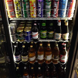 a refrigerator full of drinks