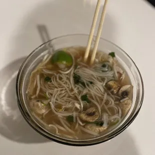 Chicken pho with mushrooms
