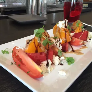 Grilled watermelon and tomato salad