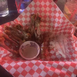 Mango habanero wings. They were really good so I ate them all. Sorry, no before pic.  Shorty 's Wings