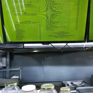 the menu of the restaurant
