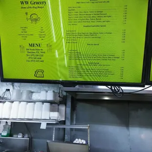 a menu on the wall