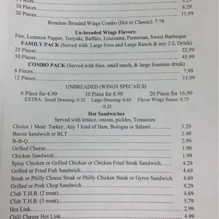 a menu for a restaurant