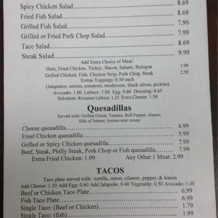 menu