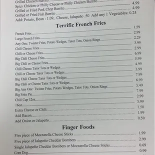 menu