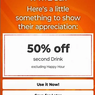 Current Yelp Check-in offer as of 07/2024.
