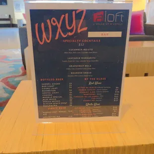 a menu on a table