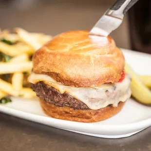 Kobe Beef Burger with smoked mozzarella cheese