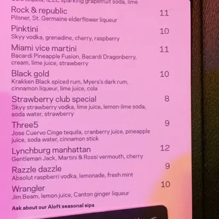 menu