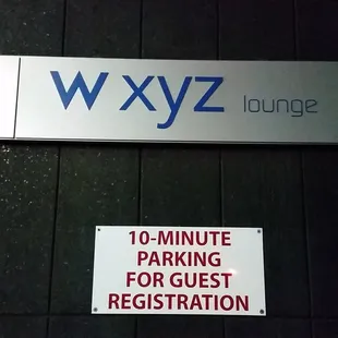 W XYZ Bar:  Outside Signage