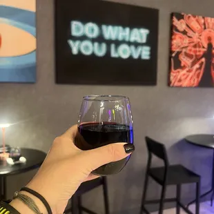 House red wine during happy hour.