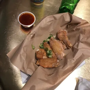Sweet chilli (sauce) and garlic Parmesan wings