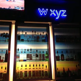 a neon sign in the window