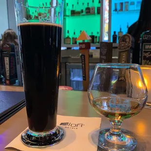 Cool place - oatmeal stout and a bourbon