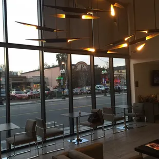 a bar with purple lighting