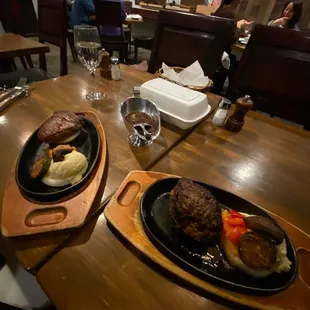 two plates of food on a table