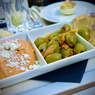 WA Frost hummus and spicy olive tray