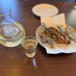 Sweet Purple Potato Tempura, and pineapple sake