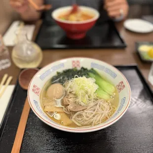 a bowl of ramen and chopsticks