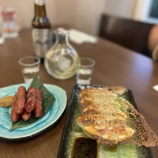 two plates of food on a table