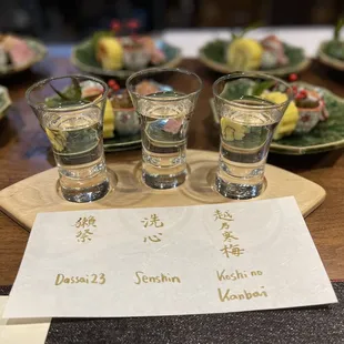 Premium top tier sake flight