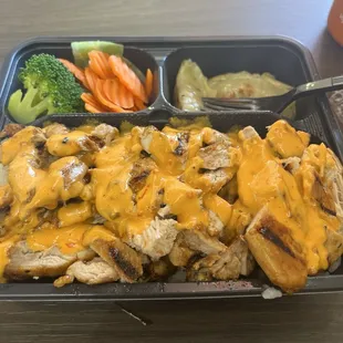 Chicken plate with rice and veggies