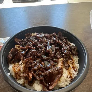 Large steak bowl with white rice! Delicious!