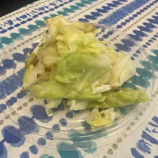 This is the amount of cabbage added in one of the bowls which I told order taker twice, NO CABBA