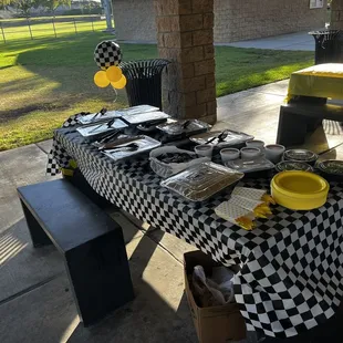 a table with food on it