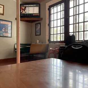 a view of a dining room