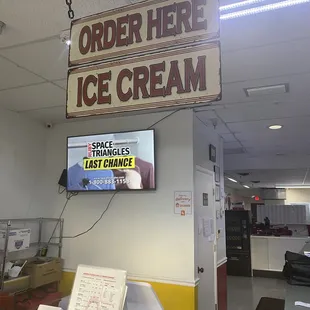 When you walk in the entrance and place you Dine In or To Go order (menus for dining in or some you can take home as well at the register).